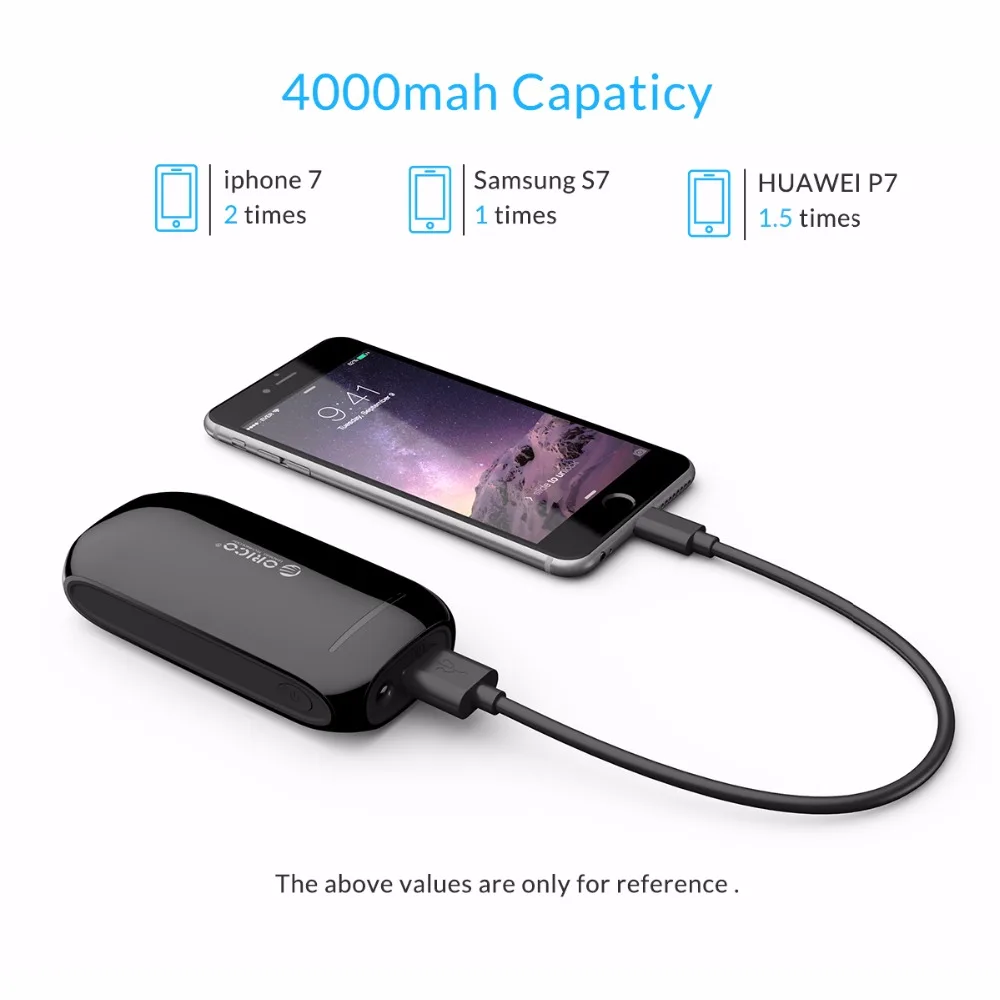 ORICO 4000 мАч Power Bank 5V1A Зарядка для смартфонов с кабелем Micro USB 30 см портативный