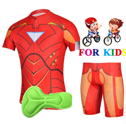Short sleeve Set 4 Детская одежда из трикотажа с короткими рукавами для велоспорта «Человек-паук», велосипедный комплект, велосипед для мальчиков, одежда Ropa Ciclismo, одежда для велоспорта для девочек, спортивный костюм - Цвет: Short sleeve Set 4