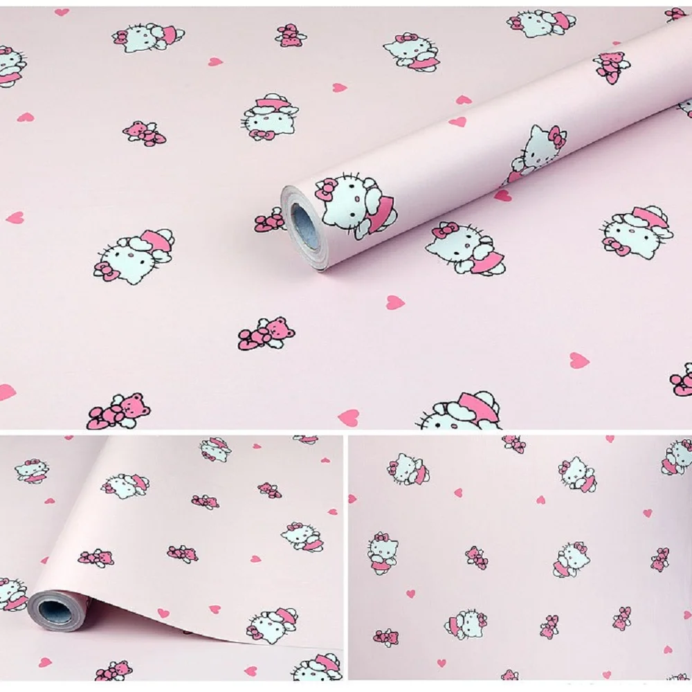 45 см X 1000 см HelloKitty, водонепроницаемые самоклеящиеся обои из ПВХ, настенные наклейки для гостиной, телевизора, стены, спальни, для детей, креативные
