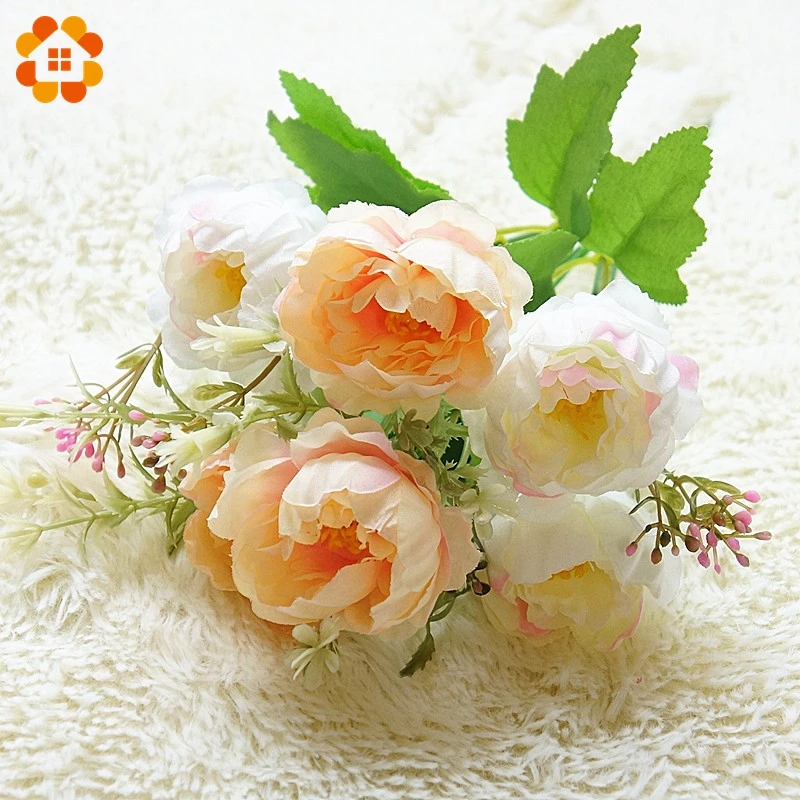 6 шт./Букет пионов шелковые цветы Искусственный шелк цветок букет Красивый