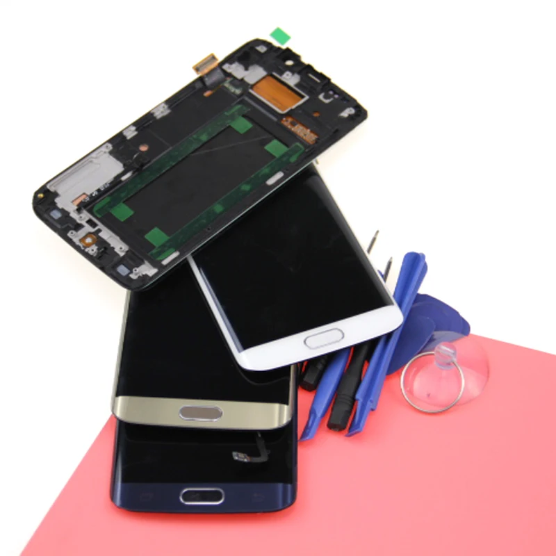 Замена Super AMOLED для SAMSUNG Galaxy s6 edge ЖК дисплей + рамка G925 G925F G925I Дисплей Сенсорный