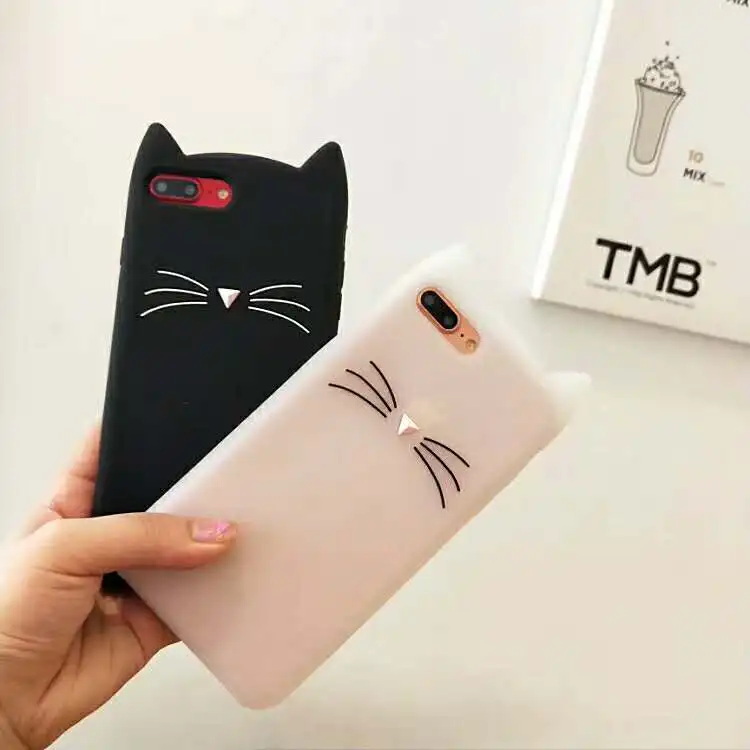 ZMASI 3D Moustache Cat Silicone Cell Case for iPhone 5 5s SE 8 7 6 6s plus Glitter Powder Soft Gel Back Funda Cover |