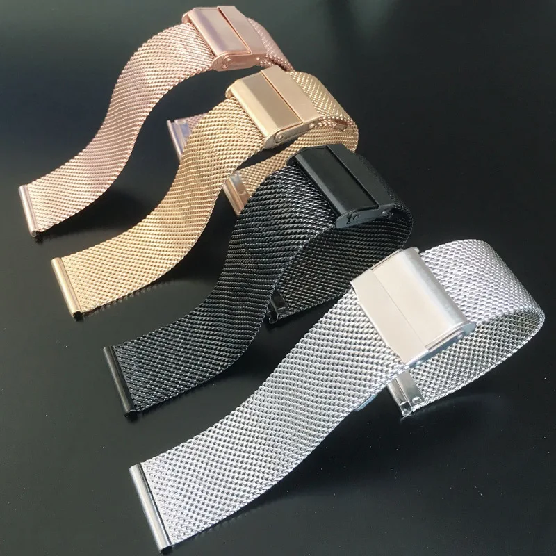 14/16/18/20 mm Watch steel Strap Accessories waterproof safety buckle braided mesh band belt watchband for DW Tissot Longines | Наручные