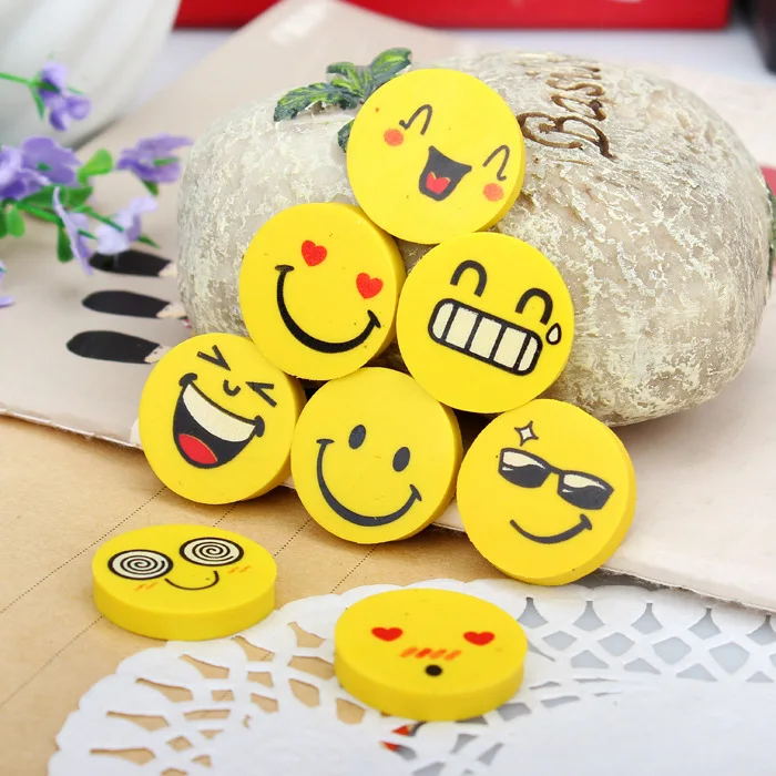 4 шт. emoji Ластики детский подарок эмоции Kawaii карандаш Новинка Канцелярские