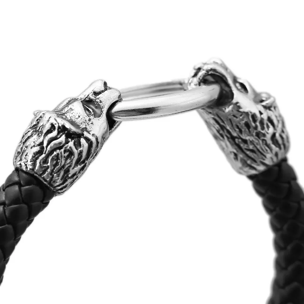 

2016Bracelets Men Fashion Jewelry tiger Genuine Leather Black Bracelet men's Vintage Bracelets & Bangles Animal Jewelry