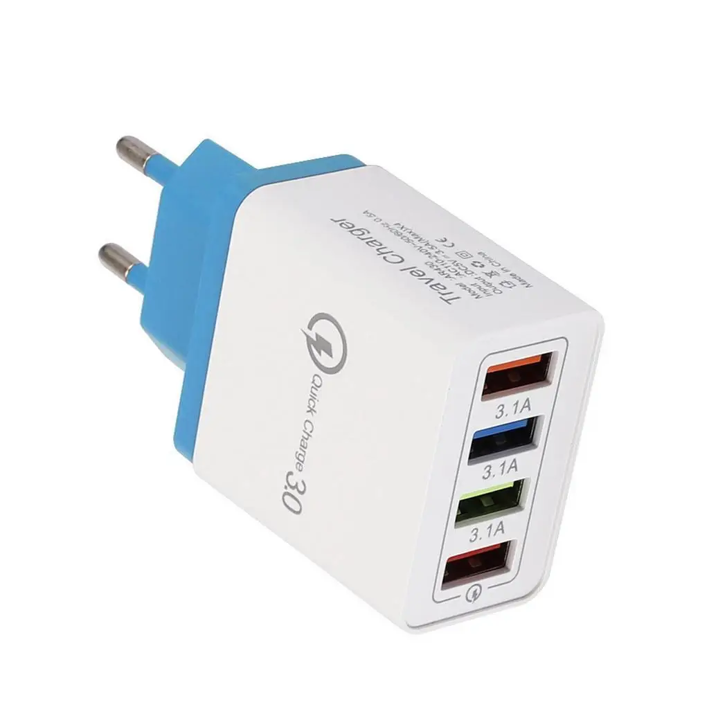 4 порта USB Порты и разъёмы красочные Зарядное устройство 3A 5V путешествия зарядное