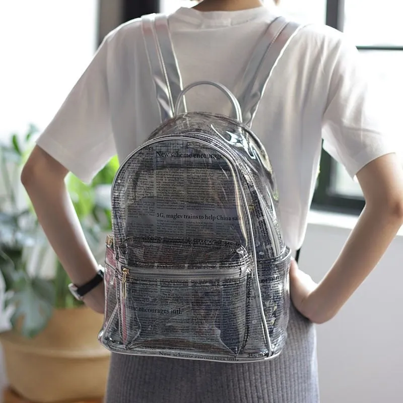 Женские прозрачные рюкзаки из ПВХ для девочек Школьный рюкзак через плечо
