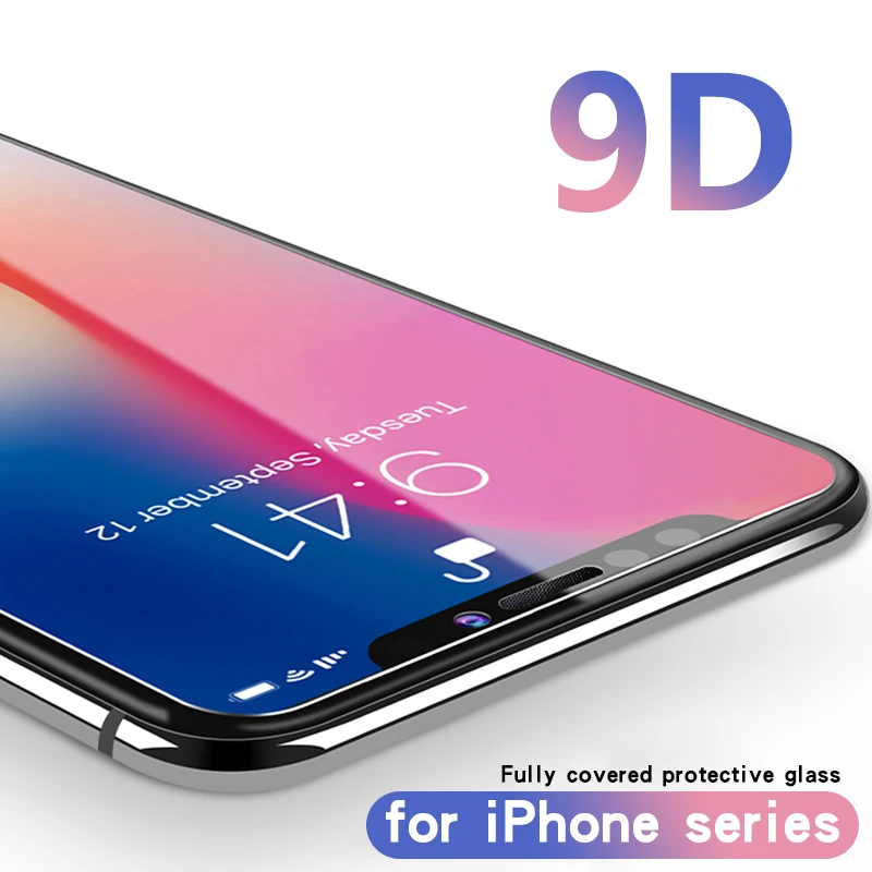 Изогнутое закаленное стекло 9D с полным покрытием для iPhone X 7 8 6 6s Plus Защитная