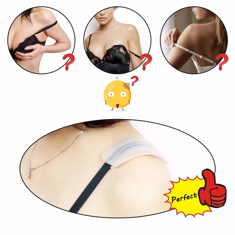 

2Pairs Transparent Silicone Bra Strap Cushions Holder Non-slip Non-mark Female shoulder Harness Soft Pad Relief Pain Stress 4Pcs