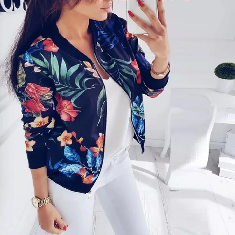 

Новые осенние женские куртки Vestido, большие размеры, модная Повседневная Свободная куртка на молнии с принтом, пальто для женщин, большая вер...