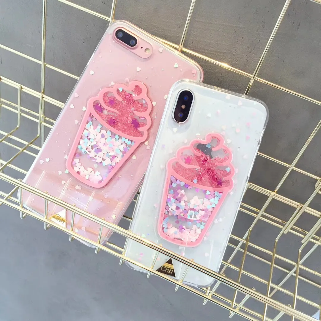Летнее розовое мороженое чехол для iPhone X 8 7 6 S Plus Мягкий силиконовый из ТПУ |