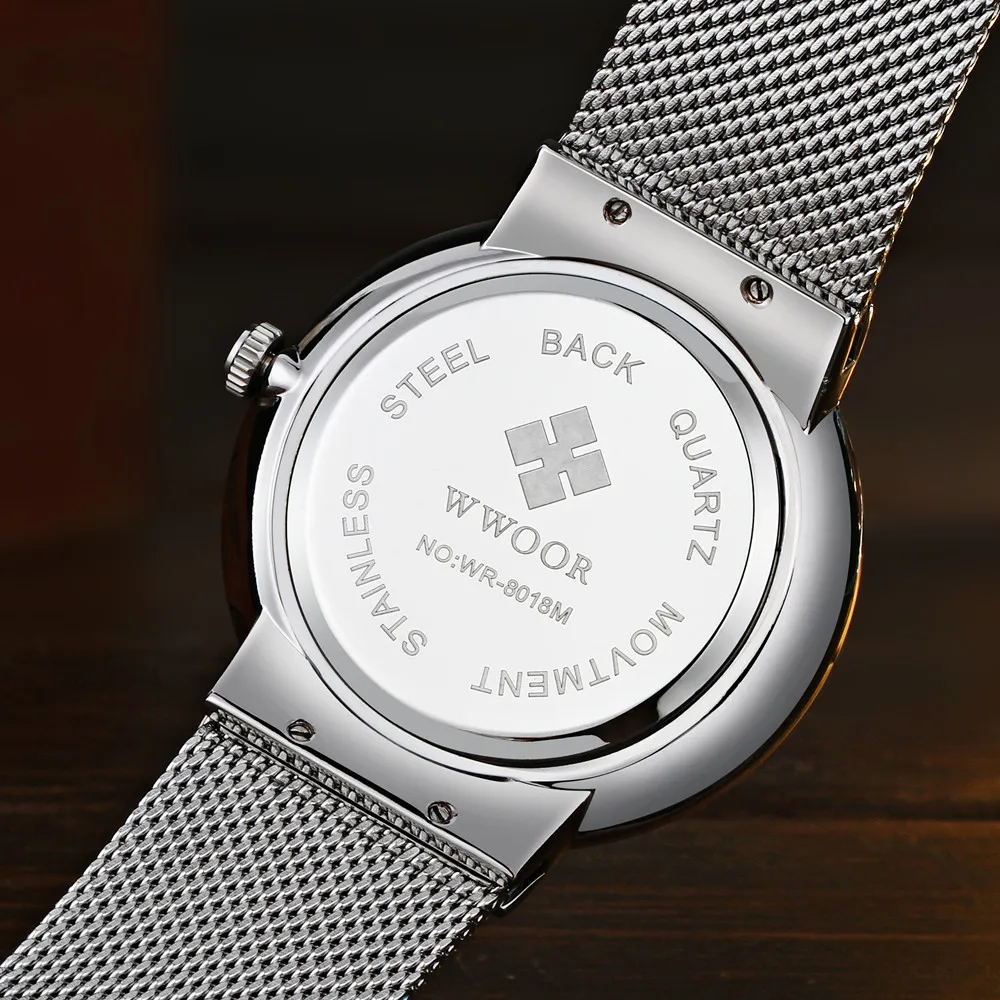 2017 Люксовый Бренд WWOOR часы мужские модные повседневные кварцевые ультра тонкий