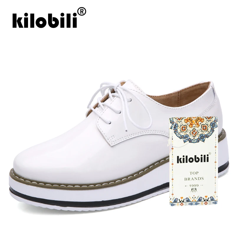 Kilobili/2019 весенняя женская обувь на платформе с круглым носком перфорацией типа