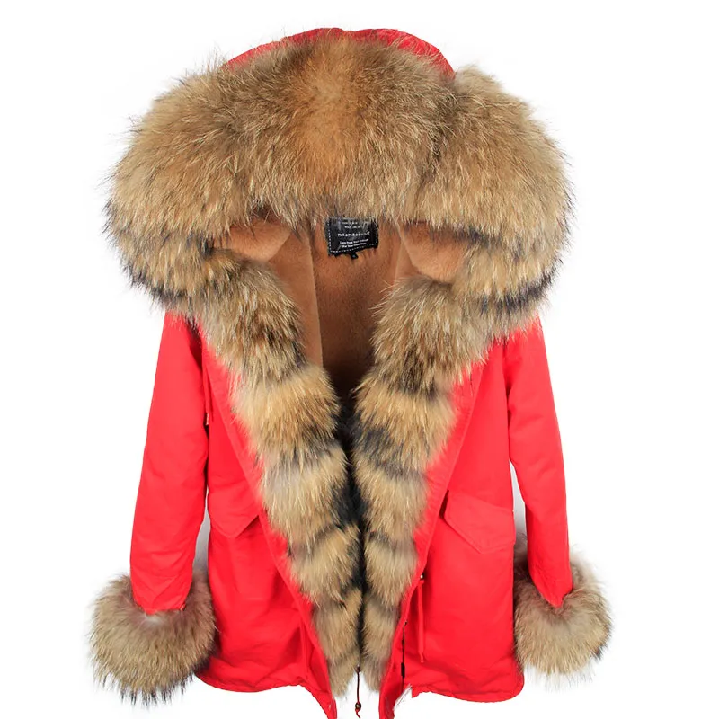 Женская парка с воротником из лисьего меха длинная толстая теплая зимний сезон