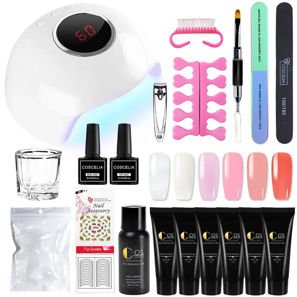 With Lamp Kit 03 Маникюрный набор полигель-Удлинитель Набор для маникюрный гель для ногтей лак для ногтей Набор для дизайна ногтей 24 Вт УФ/Светодиодная лампа для сушки ногтей инструменты - Цвет: With Lamp Kit 03