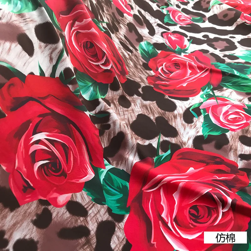 Новинка 2019 модная ткань из полиэстера с принтом роз и леопарда улучшенная