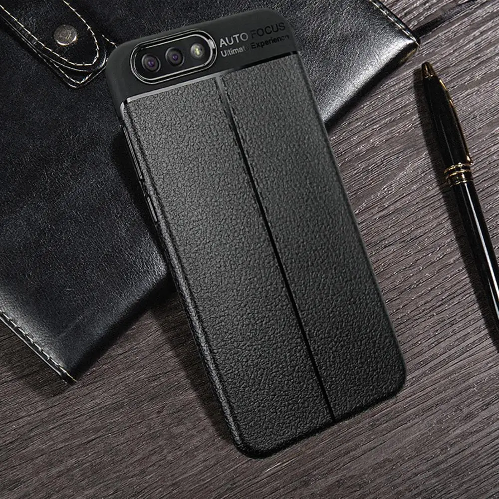 Для Asus Zenfone 4 (ZE554KL) тонкий чехол с кожаной текстурой ударопрочный защитный