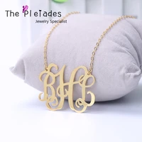 2 5 inches monogram necklace personalized big monogram pendent statement necklace hip hop jewelry 925 solid silver gold plate