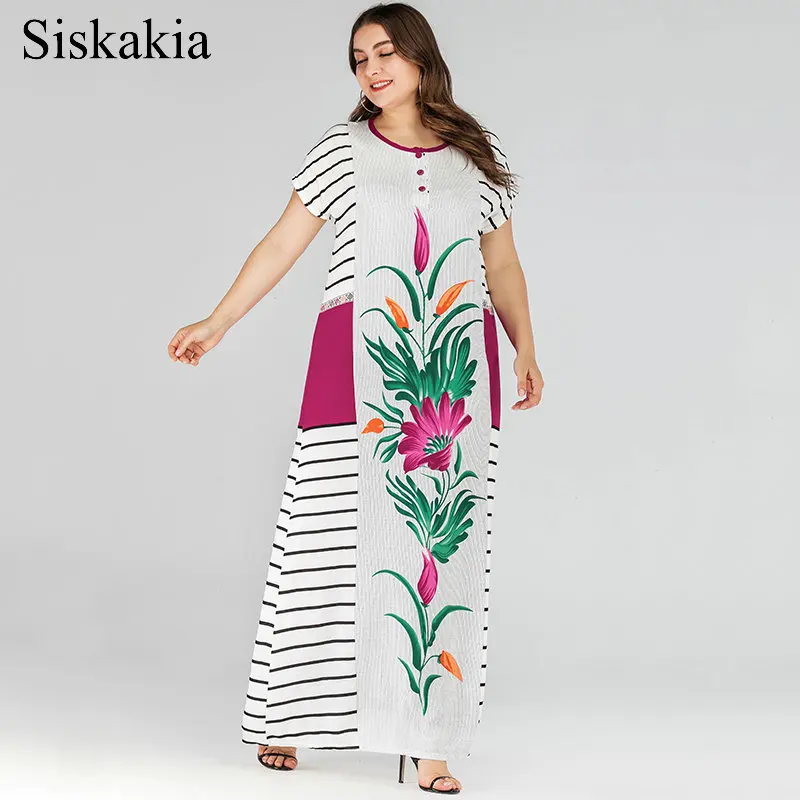 Siskakia женское длинное платье размера плюс летнее 2019 повседневное этническое с