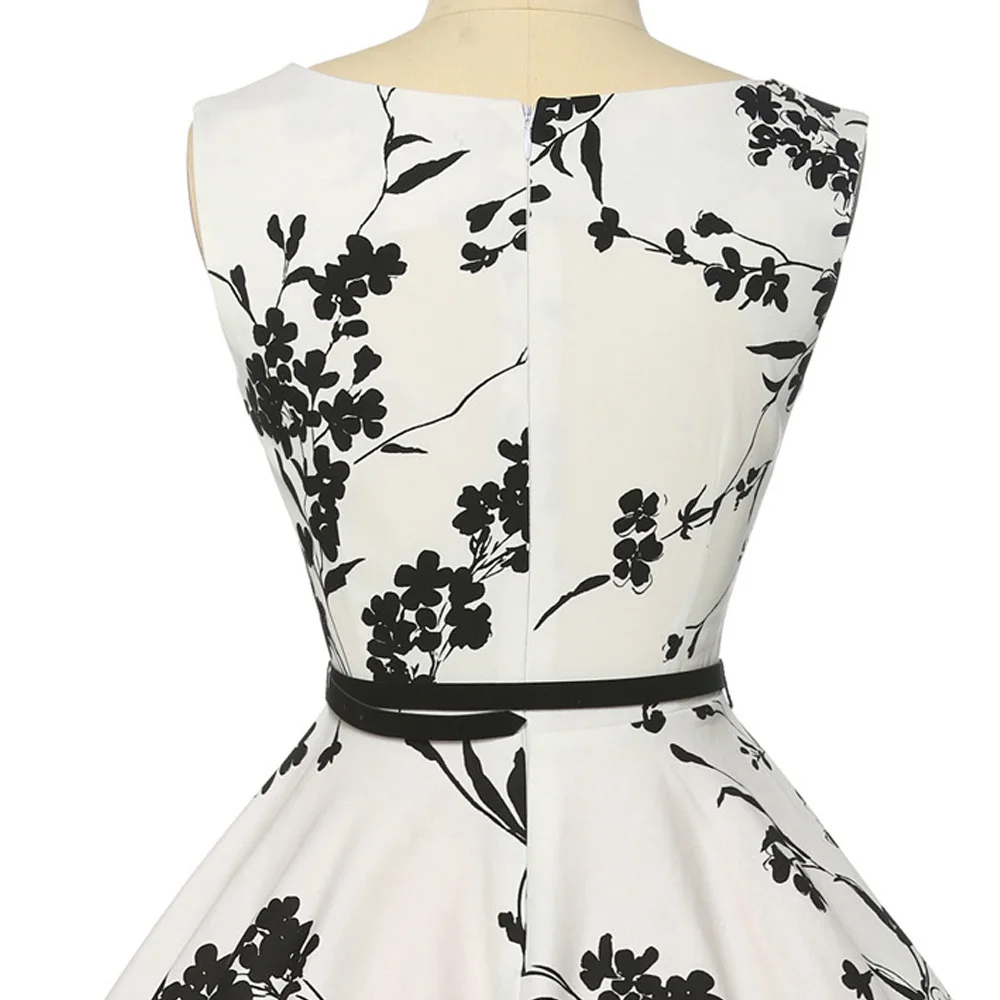 Женское винтажное платье в стиле Хепберн Grace Karin черное с цветочным принтом ретро