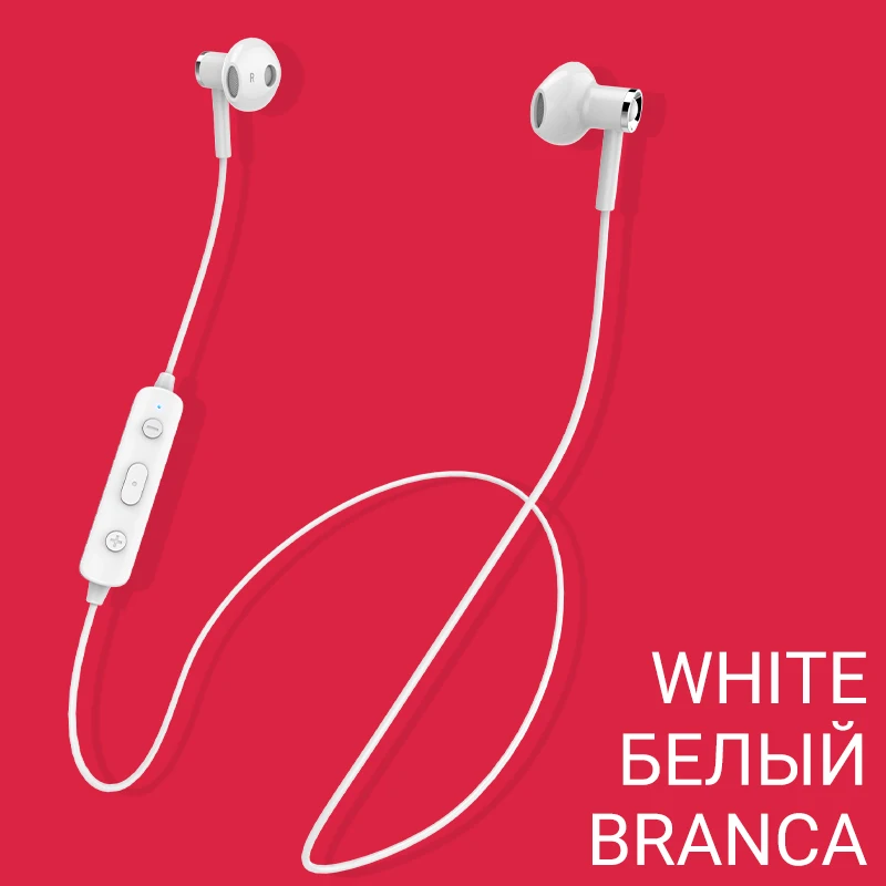 White hoco беспроводная гарнитура спортивные беспроводные наушники с микрофоном 80mAh батарея вкладыши спортивные блютус V4.2 - Цвет: White