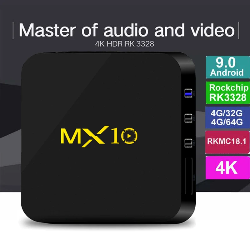 MX10 Android 9 0 Smart tv BOX 4 Гб DDR4 Ram 32 64 Rockchip RK3328 четырехъядерный поддержка 4K H.265 HDR с