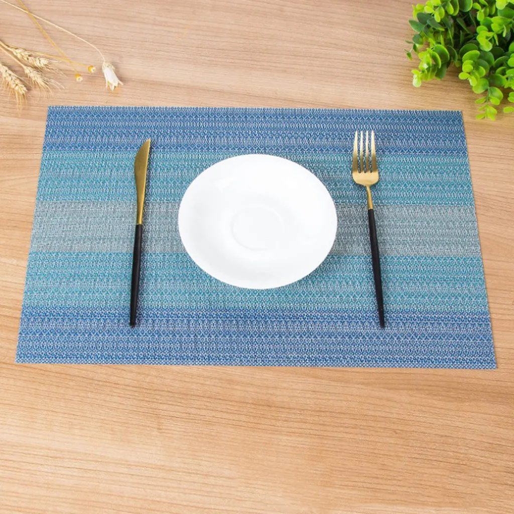 4PC Home Dining Mat Insulation Washable Family Features Western Table Kitchen dining hall hotel mat Black 64P |