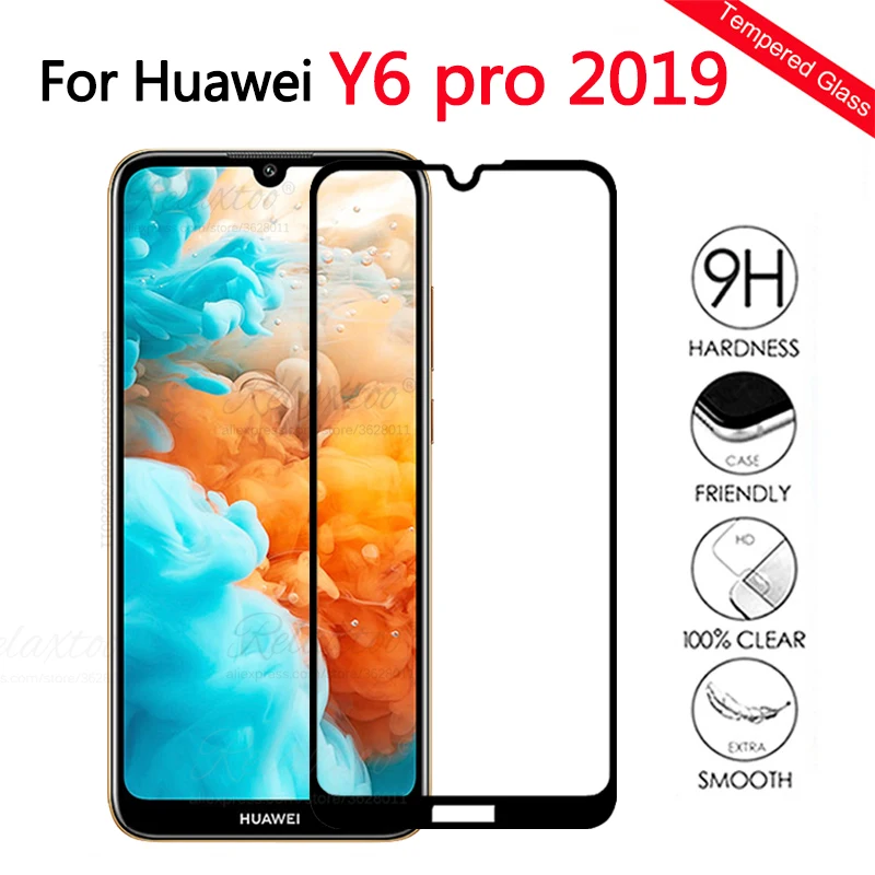 Защитное стекло на для huawei Y6 pro 2019 полное покрытие из закаленного стекла y 6 MRD-LX2