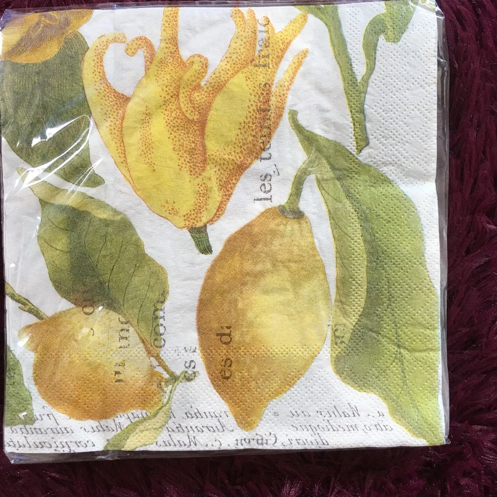 

Vintage Napkin paper tissue fruit vegetable handerchief decoupage craft wedding christmas birthday party festive cocktail mat