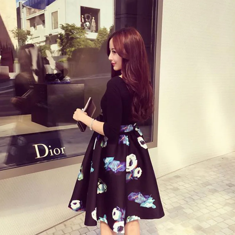 Женская юбка с V образным вырезом элегантная пушистая длинными рукавами и