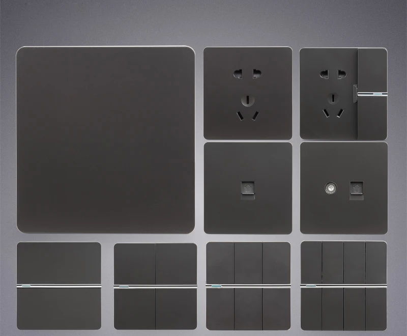 2pcs Home improvement Personality 86 Type Switch Socket Panel MK Gray Flat Blank Panel Baffle PC