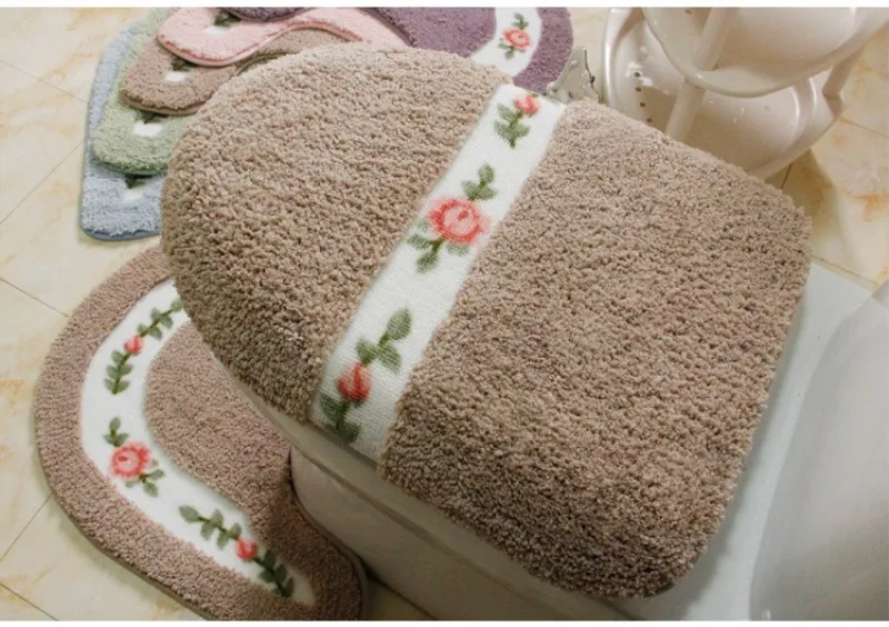 

U-Shaped Toilet Seat Cover Toilet Bathroom Water-Absorbing Floor Mat Door Mat Waterproof Non-Slip Mat Washroom Carpet