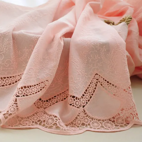 Трикотажная ткань с двусторонней вышивкой PinkTwo 100% хлопок ширина 120 см 1 ярд|lace