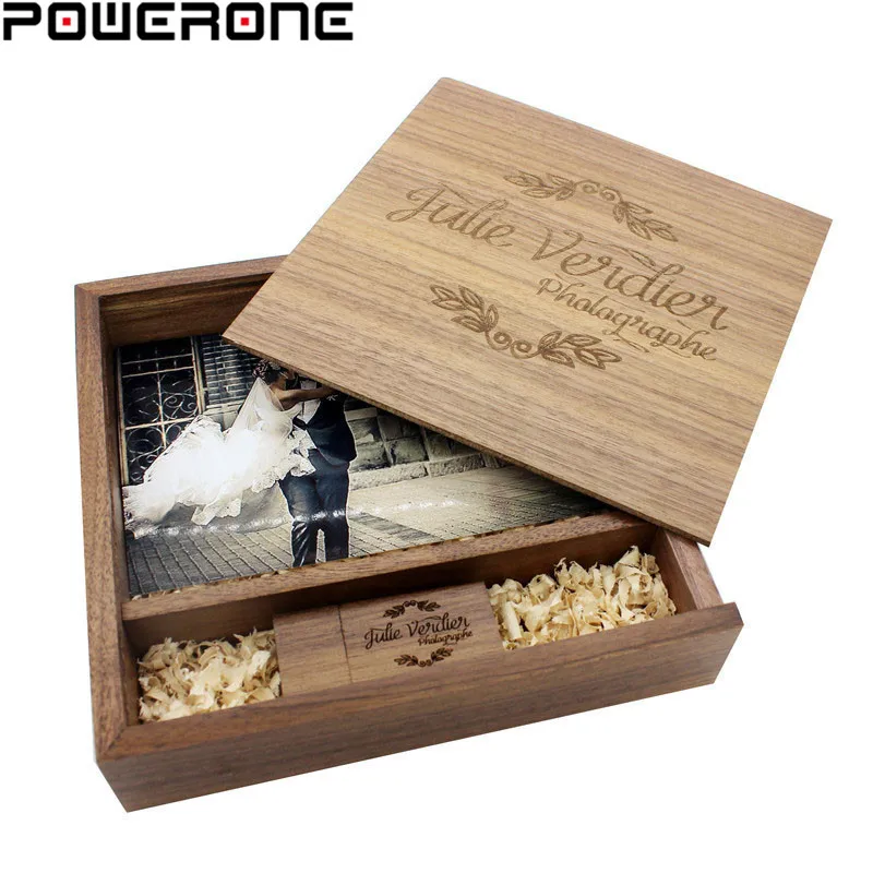POWERONE деревянный фотоальбом usb флэш-накопитель Бесплатный пользовательский флэш-накопитель с логотипом 4 ГБ 8 ГБ 16 ГБ 32 ГБ 64 ГБ свадебные фотографии подарки