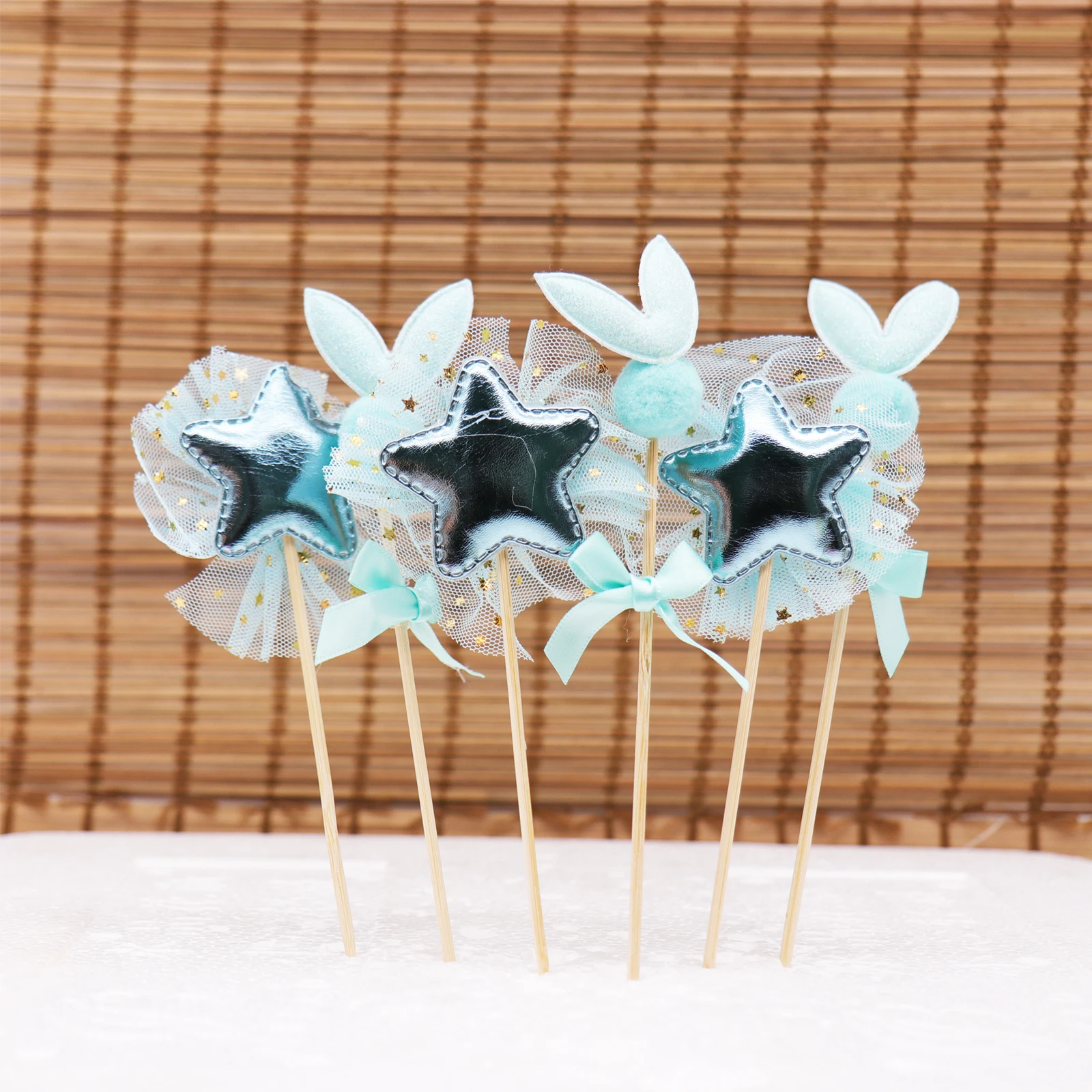 6pcs/set Star Rabbit Cupcake Cake Topper Flag Picks Decoration For Birthday Baby Shower Wedding Party Supply | Дом и сад