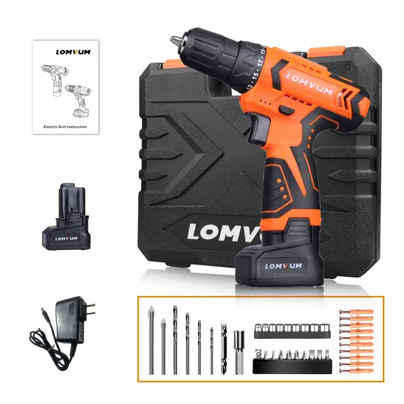 24V Plastic 2battery Lomvum новые электроинструменты 24 В Двойная Скорость Электрические Аккумуляторные дрели аккумуляторные батареи Ручные инструменты электрическая отвертка дрель - Цвет: 24V Plastic 2battery