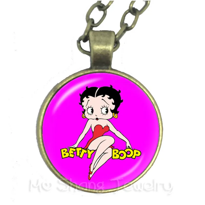 12 1 шт. 25 мм круглый стеклянный кабошон ручной работы Betty Boop Ожерелье для друзей стеклянный кулон ювелирные изделия для женщин девочек лучший подарок - Окраска металла: 12