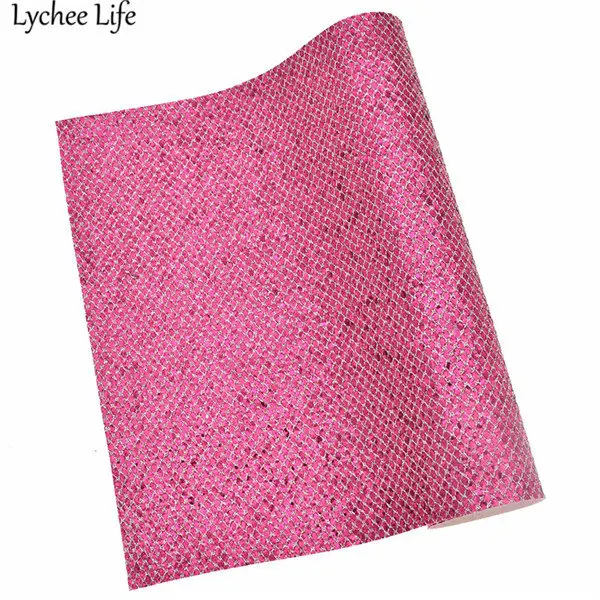Lychee Life 29x21 см Сетка блеск синтетическая кожа ткань A4 PU ткань DIY ручной работы Швейные принадлежности для одежды украшения