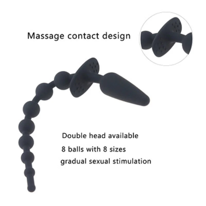 New silicone double head massager 8 balls anal butt tail plug beads fox anus erotic sex toys for men women gay | Красота и здоровье