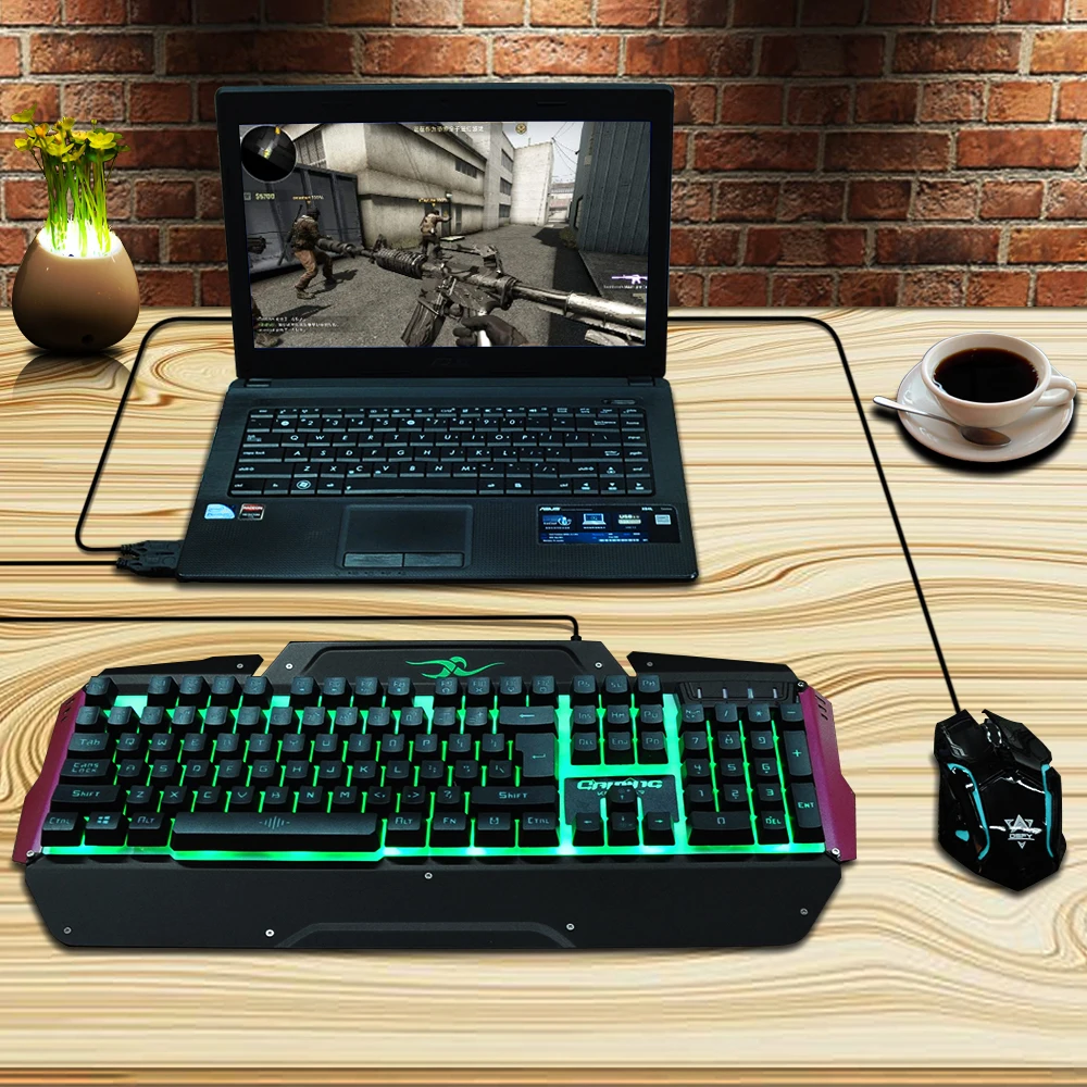 DeepFox проводной светодиодный мультимедийный Эргономичный Usb игровая клавиатура мышь комбинированная подсветка 2400 dpi оптическая геймерская мышь наборы