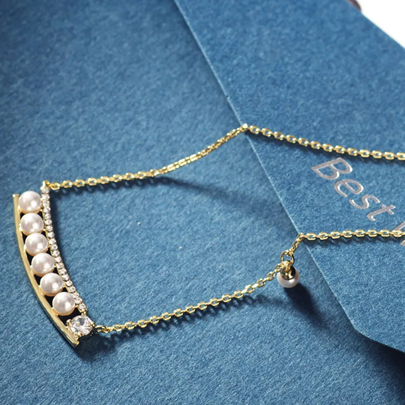 Neoglory имитация жемчуга бусы чокер с цепочкой Заявление ожерелья для женщин