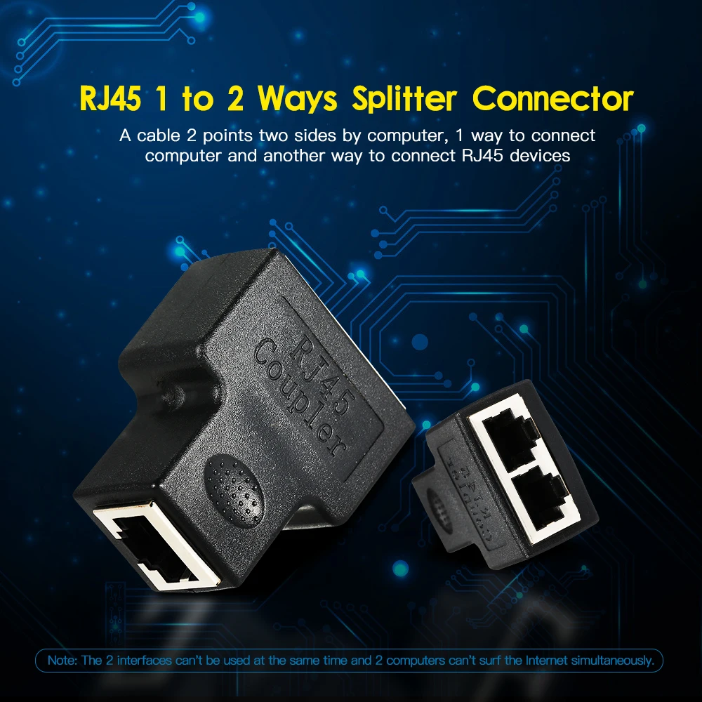 RJ45 Сплиттер Адаптер соединитель от 1 до 2 гнездовых портов для CAT 5/CAT 6/CAT 7 LAN разъем