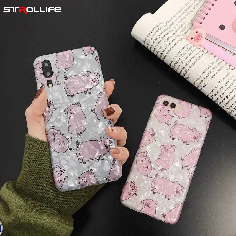 STROLLIFE Cute Cartoon Pig Phone Case For Huawei P10 P20 Plus Honor 9 10 Diamond Patttern Cover Mate 20 Pro Nova 2s 3 3i |