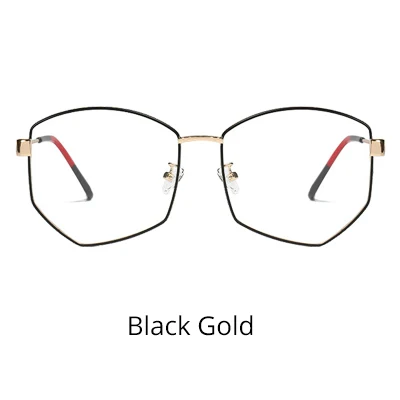 Black Gold Ralferty большие необычные очки оправа женские золотые металлические очки по рецепту оптическая оправа с линзами при миопии очки F98203 - Цвет оправы: Black Gold
