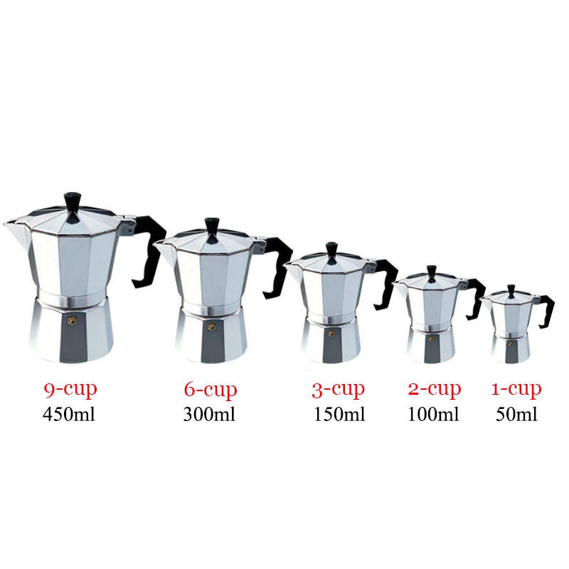 Кофеварка для эспрессо алюминиевая с коричневой ручкой 1/2/3/6/9 чашек|coffee pot|espresso