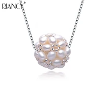 100 natural freshwater pearl handmade production pearl ball pendant 925 sterling silver chain small pearls jewelry for women