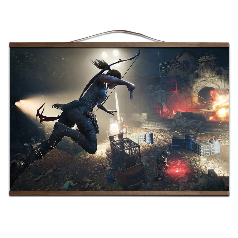 Shadow of the Tomb Raider игровой плакат для HD холст декоративные постеры настенная живопись с твердой деревянной подвеской свиток - Цвет: 2