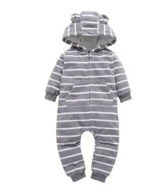 grey striped Рождественские детские комбинезоны; одежда для малышей; зимняя одежда для новорожденных; одежда для маленьких мальчиков и девочек; флисовый комбинезон; комбинезоны; детский зимний костюм - Цвет: grey striped