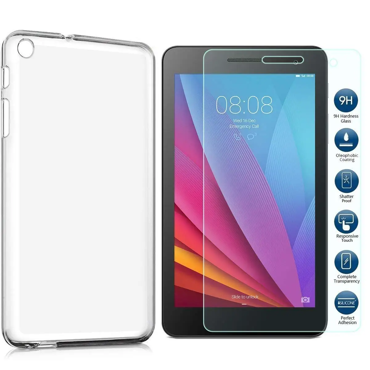 Case and Glass Чехол для huawei T3 " 3g чехол BG2-U01 BG2-U03 чехол для планшета пудинг Противоскользящий Мягкий ТПУ задний Чехол для huawei Mediapad T3 7 3g стекло - Цвет: Case and Glass