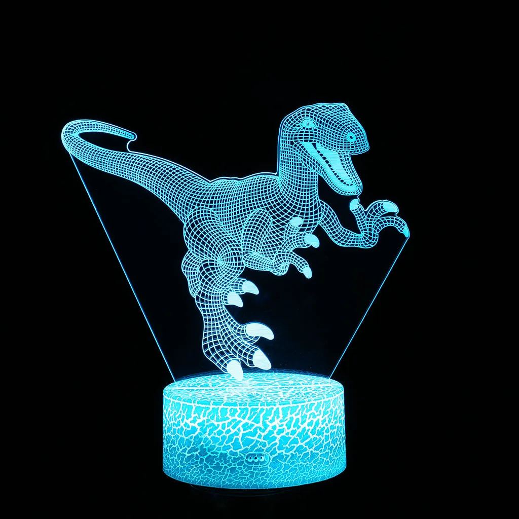 3D лампа динозавр креативная детская комната 3D визуализация Ночной светильник 7 светодиодный меняющий цвета оптический иллюзионный ночной Светильник